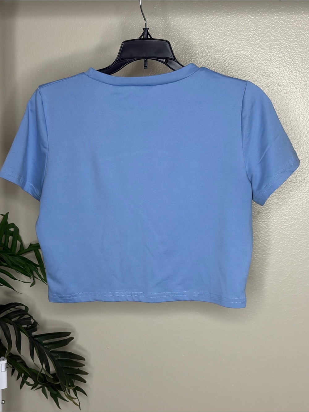 Blue Lounge Set Matching Crop Top Wide Leg Pants Soft Comfy Athleisure Travel - Picture 5 of 8